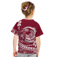 Polynesian Plumeria Kid T Shirt Ride The Waves - Burgundy LT7 - Polynesian Pride