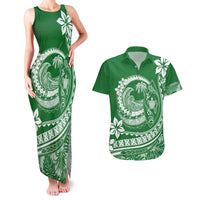 Polynesian Plumeria Couples Matching Tank Maxi Dress And Hawaiian Shirt Ride The Waves - Green LT7 Green - Polynesian Pride
