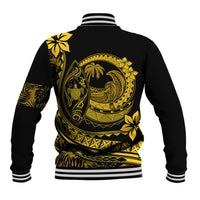 Polynesian Plumeria Baseball Jacket Ride The Waves - Yellow LT7 - Polynesian Pride