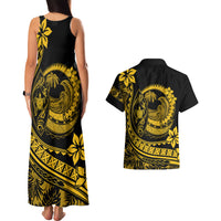 Polynesian Plumeria Couples Matching Tank Maxi Dress And Hawaiian Shirt Ride The Waves - Yellow LT7 - Polynesian Pride
