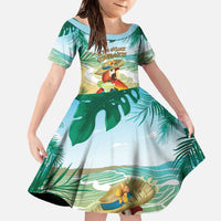 Aloha Hawaii It's 5 o'clock Somewhere Family Matching Off The Shoulder Long Sleeve Dress and Hawaiian Shirt - Polynesian Pride