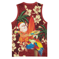 Crimson Red Tropical Christmas Hawaii Tapa Basketball Jersey Aloha Santa Drink Party - Polynesian Pride