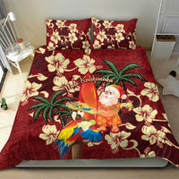 Crimson Red Tropical Christmas Hawaii Tapa Bedding Set Aloha Santa Drink Party - Polynesian Pride
