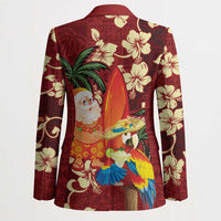 Crimson Red Tropical Christmas Hawaii Tapa Blazer Aloha Santa Drink Party - Polynesian Pride