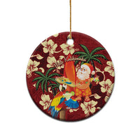 Crimson Red Tropical Christmas Hawaii Tapa Ceramic Ornament Aloha Santa Drink Party - Polynesian Pride