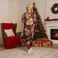 Crimson Red Tropical Christmas Hawaii Tapa Christmas Pajama Set Aloha Santa Drink Party - Polynesian Pride