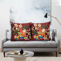 Crimson Red Tropical Christmas Hawaii Tapa Pillow Cover Aloha Santa Drink Party - Polynesian Pride