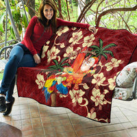 Crimson Red Tropical Christmas Hawaii Tapa Quilt Aloha Santa Drink Party - Polynesian Pride