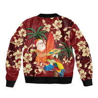 Crimson Red Tropical Christmas Hawaii Tapa Sleeve Zip Bomber Jacket Aloha Santa Drink Party - Polynesian Pride