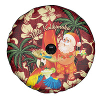 Crimson Red Tropical Christmas Hawaii Tapa Spare Tire Cover Aloha Santa Drink Party - Polynesian Pride