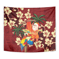 Crimson Red Tropical Christmas Hawaii Tapa Tapestry Aloha Santa Drink Party - Polynesian Pride