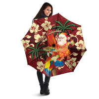 Crimson Red Tropical Christmas Hawaii Tapa Umbrella Aloha Santa Drink Party - Polynesian Pride