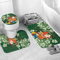Moss Green Tropical Christmas Hawaii Tapa Bathroom Set Aloha Santa Drink Party - Polynesian Pride