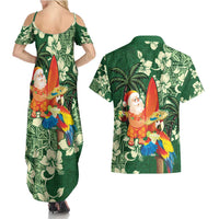 Moss Green Tropical Christmas Hawaii Tapa Couples Matching Summer Maxi Dress and Hawaiian Shirt Aloha Santa Drink Party LT7 - Polynesian Pride