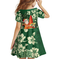 Moss Green Tropical Christmas Hawaii Tapa Family Matching Off Shoulder Maxi Dress and Hawaiian Shirt Aloha Santa Drink Party - Polynesian Pride