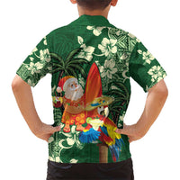 Moss Green Tropical Christmas Hawaii Tapa Family Matching Short Sleeve Bodycon Dress and Hawaiian Shirt Aloha Santa Drink Party LT7 - Polynesian Pride