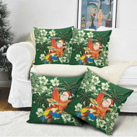 Moss Green Tropical Christmas Hawaii Tapa Pillow Cover Aloha Santa Drink Party - Polynesian Pride