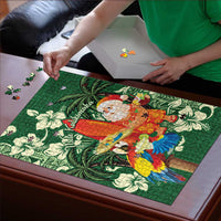 Moss Green Tropical Christmas Hawaii Tapa Puzzle Aloha Santa Drink Party - Polynesian Pride