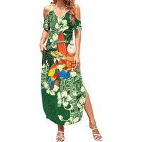 Moss Green Tropical Christmas Hawaii Tapa Summer Maxi Dress Aloha Santa Drink Party - Polynesian Pride