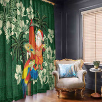 Moss Green Tropical Christmas Hawaii Tapa Window Curtain Aloha Santa Drink Party - Polynesian Pride