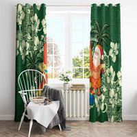 Moss Green Tropical Christmas Hawaii Tapa Window Curtain Aloha Santa Drink Party - Polynesian Pride