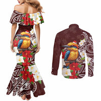 Felis Pasgua Guam Couples Matching Mermaid Dress and Long Sleeve Button Shirt Christmas Sihek Kingfisher with Guasali