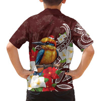 Felis Pasgua Guam Family Matching Long Sleeve Bodycon Dress and Hawaiian Shirt Christmas Sihek Kingfisher with Guasali LT7 - Polynesian Pride