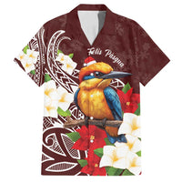 Felis Pasgua Guam Family Matching Long Sleeve Bodycon Dress and Hawaiian Shirt Christmas Sihek Kingfisher with Guasali LT7 Dad's Shirt - Short Sleeve Crimson - Polynesian Pride