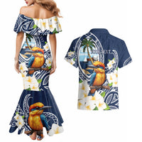Hafa Adai Guam Couples Matching Mermaid Dress and Hawaiian Shirt Sihek Guam Kingfisher with Guasali LT7 - Polynesian Pride