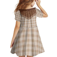 Aloha Hawaii Cowboys Paniolo Family Matching Long Sleeve Bodycon Dress and Hawaiian Shirt Beige Palaka - Polynesian Pride