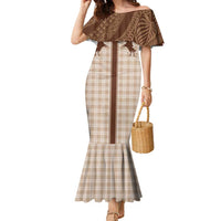 Aloha Hawaii Cowboys Paniolo Family Matching Mermaid Dress and Hawaiian Shirt Beige Palaka - Polynesian Pride