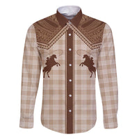 Aloha Hawaii Cowboys Paniolo Family Matching Off The Shoulder Long Sleeve Dress and Hawaiian Shirt Beige Palaka - Polynesian Pride