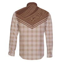 Aloha Hawaii Cowboys Paniolo Family Matching Off The Shoulder Long Sleeve Dress and Hawaiian Shirt Beige Palaka - Polynesian Pride