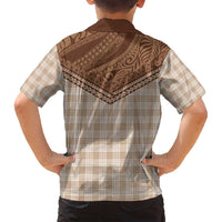 Aloha Hawaii Cowboys Paniolo Family Matching Off Shoulder Maxi Dress and Hawaiian Shirt Beige Palaka - Polynesian Pride