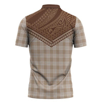 Aloha Hawaii Cowboys Paniolo Zipper Polo Shirt Beige Palaka - Polynesian Pride