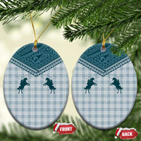 Aloha Hawaii Cowboys Paniolo Ceramic Ornament Teal Palaka - Polynesian Pride