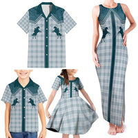 Aloha Hawaii Cowboys Paniolo Family Matching Tank Maxi Dress and Hawaiian Shirt Teal Palaka - Polynesian Pride