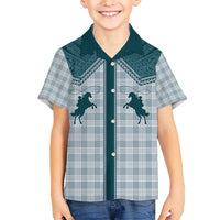 Aloha Hawaii Cowboys Paniolo Kid Hawaiian Shirt Teal Palaka - Polynesian Pride