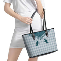 Aloha Hawaii Cowboys Paniolo Leather Tote Bag Teal Palaka - Polynesian Pride