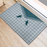 Aloha Hawaii Cowboys Paniolo Rubber Doormat Teal Palaka - Polynesian Pride