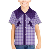 Aloha Hawaii Cowboys Paniolo Family Matching Mermaid Dress and Hawaiian Shirt Violet Palaka - Polynesian Pride