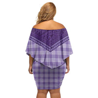 Aloha Hawaii Cowboys Paniolo Family Matching Off Shoulder Short Dress and Hawaiian Shirt Violet Palaka - Polynesian Pride