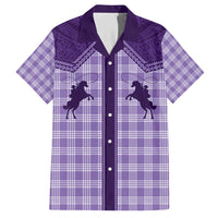Aloha Hawaii Cowboys Paniolo Family Matching Short Sleeve Bodycon Dress and Hawaiian Shirt Violet Palaka - Polynesian Pride