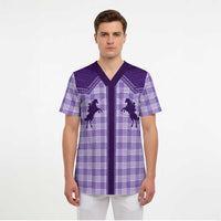 Aloha Hawaii Cowboys Paniolo Scrub Top Violet Palaka - Polynesian Pride