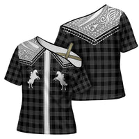 Aloha Hawaii Cowboys Paniolo Cross Shoulder Shirt Black Palaka - Polynesian Pride