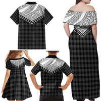 Aloha Hawaii Cowboys Paniolo Family Matching Off Shoulder Maxi Dress and Hawaiian Shirt Black Palaka - Polynesian Pride