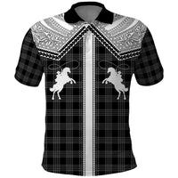 Aloha Hawaii Cowboys Paniolo Polo Shirt Black Palaka - Polynesian Pride