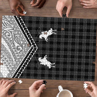 Aloha Hawaii Cowboys Paniolo Puzzle Black Palaka - Polynesian Pride