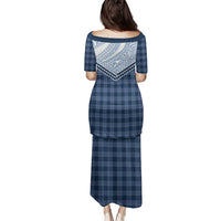 Aloha Hawaii Cowboys Paniolo Family Matching Puletasi and Hawaiian Shirt Navy Blue Palaka - Polynesian Pride