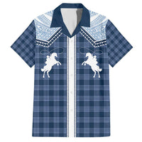 Aloha Hawaii Cowboys Paniolo Family Matching Summer Maxi Dress and Hawaiian Shirt Navy Blue Palaka - Polynesian Pride